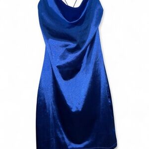 Elegant Blue Satin Dress